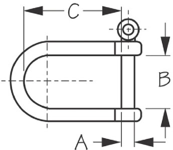 WIDE D SHACKLE/MOORING BUOY SHACKLE (SEA DOG)